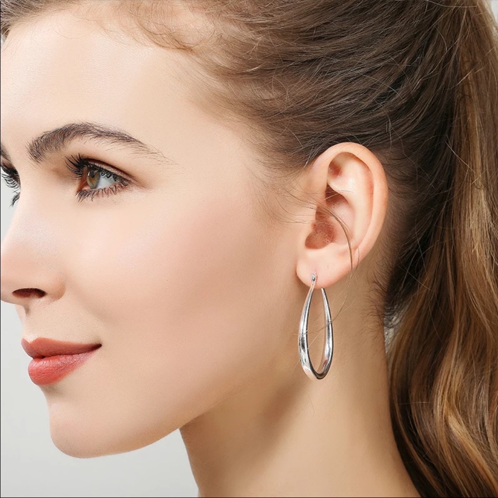 Sterling Silver Hoop Earrings - Picture 2 of 4
